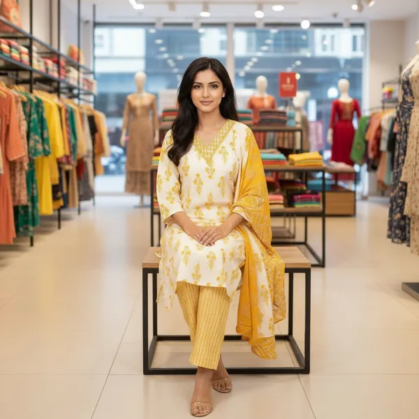 SHREESUTRAM_Mustard_Yellow,_cotton_Kurti_Pant_&_Dupatta_(KPD038MYX2)