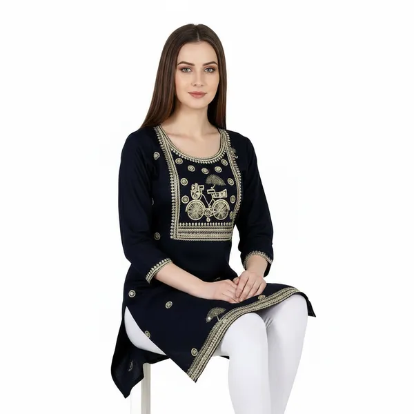 SHREESUTRAM_Deep_black,_Cotton_Kurti_(K044DBX2)