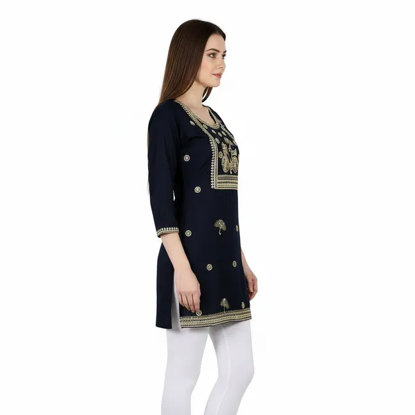 SHREESUTRAM_Deep_black,_Cotton_Kurti_(K044DBX2)