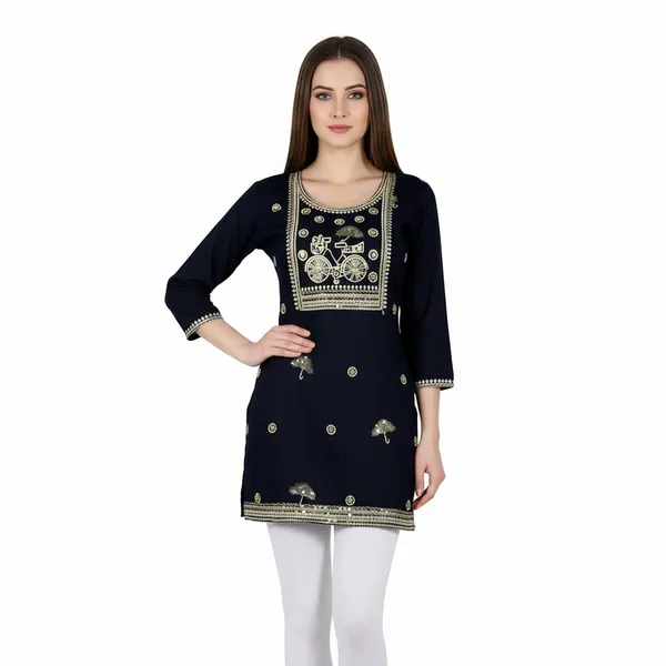 SHREESUTRAM_Deep_black,_Cotton_Kurti_(K044DBX2)