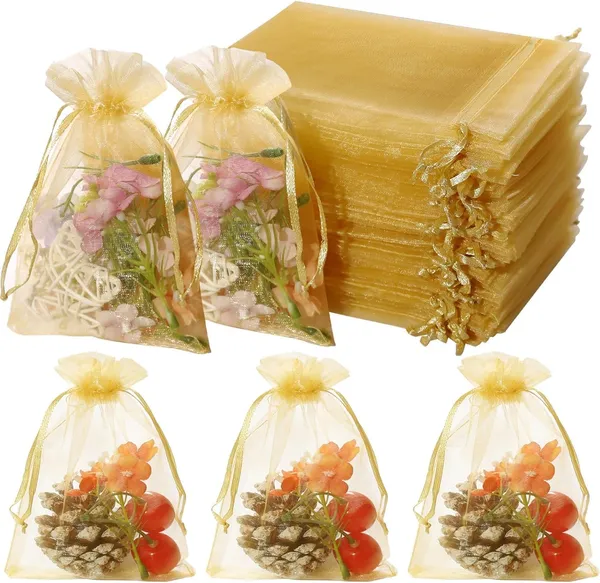 Golden_Colour_|_Organza_Bags/Shagun_Potli/Jewellery_Packing/Dry_Fruit_Pouch_Akshada_Pouches_Return_Favour_Organza_Pouches_Of__10x14_cms_|_4x6_inch