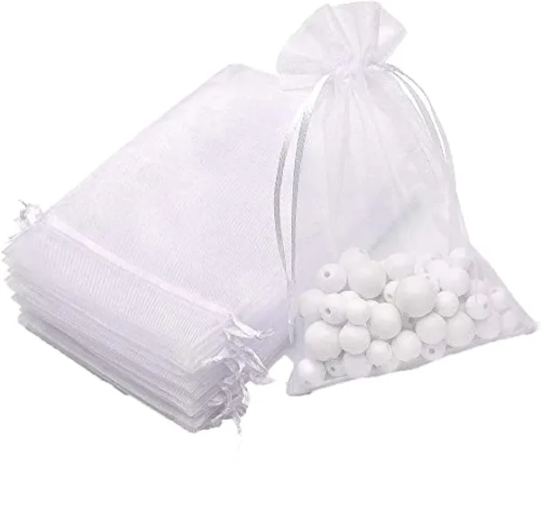 Plain_Organza_Return_Gift_Bags|Drawstring_Pouches_For_Wedding,_Plain_Pouches_Sheer_Net_Tissue_Poltis_|_10x14_cms_|_4x6_inch_|_White_Colour_|