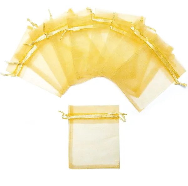Organza_Bags/Shagun_Potli/Jewellery_Packing/Dry_Fruit_Pouch_Akshada_Pouches_Return_Favour_Organza_Pouches_|_13x18_cms_|_5x7_inch_|_Golden_Colour
