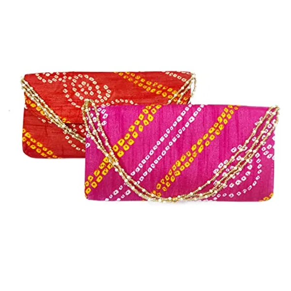 Pack_of_2_Multicolor_Vintage_Zippered_Badhani_Potli_Purse_For_Women_With_Pearl_Handle