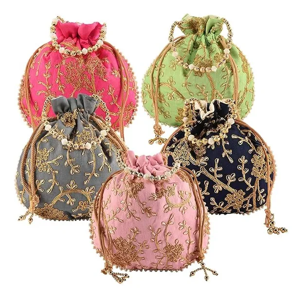 Pack_Of_5_Multicolor_Embroidered_Potli_Bags_For_Ladies_&_Girls