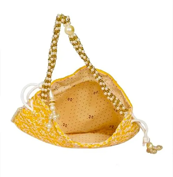Yellow_Chikankari_Raw_Silk_Drawstring_Rajasthani_Style_Potli_Bag_|_Bridal_Clutch_Purse_For_Women