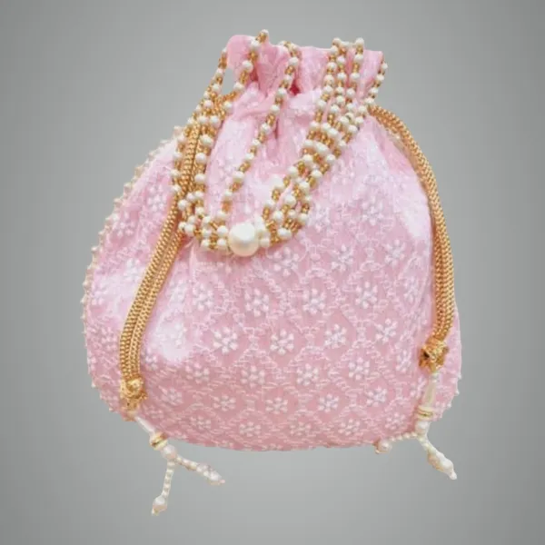 Pack_of_2_Baby_Pink_Chikankari_Raw_Silk_Drawstring_Rajasthani_Style_Potli_Bag_|_Bridal_Clutch_Purse_For_Women