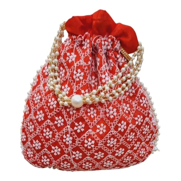 Pack_Of_6_Light_Pink_Chikankari_Raw_Silk_Drawstring_Rajasthani_Style_Potli_Bags