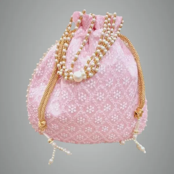 Pack_Of_6_Light_Pink_Chikankari_Raw_Silk_Drawstring_Rajasthani_Style_Potli_Bags