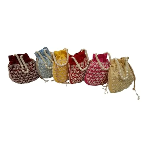 Pack_Of_2_Multicolor_Handmade_Embroidery_Embellished_Satin_Wristlet_Bag_For_Women_&_Girls_|_Drawstring_Closure