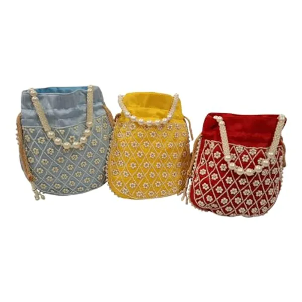 Pack_Of_2_Multicolor_Handmade_Embroidery_Embellished_Satin_Wristlet_Bag_For_Women_&_Girls_|_Drawstring_Closure