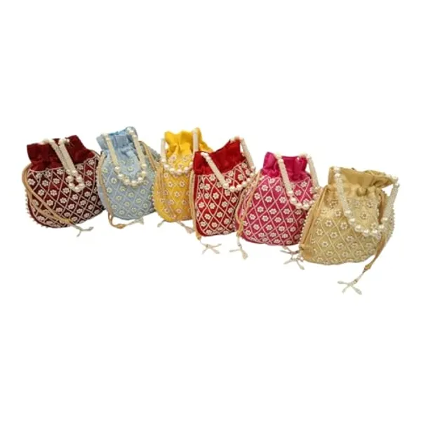 Pack_Of_2_Multicolor_Handmade_Embroidery_Embellished_Satin_Wristlet_Bag_For_Women_&_Girls_|_Drawstring_Closure