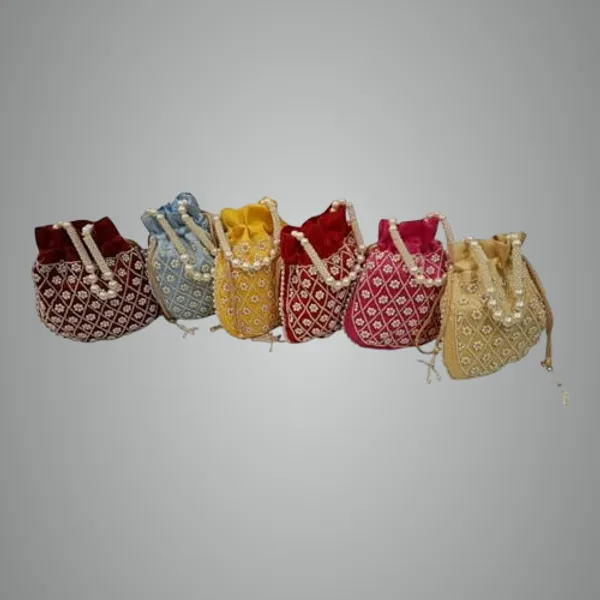 Pack_Of_2_Multicolor_Handmade_Embroidery_Embellished_Satin_Wristlet_Bag_For_Women_&_Girls_|_Drawstring_Closure