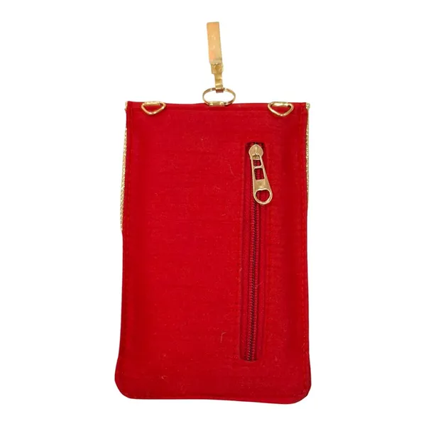 Red_Womens_Pearl_Silk_Saree_Mobile_Pouch_With_Waist_Clip_|_Designer_Pearl_Beads_Studded_Handmade_Mobile_Pouch_With_Elephant_Embroidery