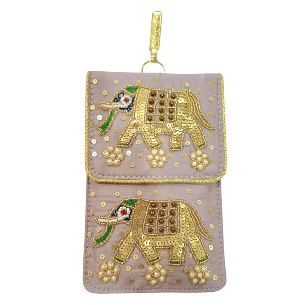 Fade_Pink_Womens_Pearl_Silk_Saree_Mobile_Pouch_With_Waist_Clip_|_Designer_Pearl_Beads_Studded_Handmade_Mobile_Pouch_With_Elephant_Embroidery