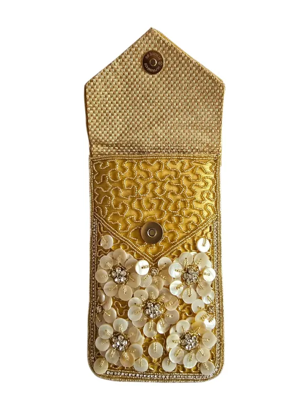 Beaded_Womens_Flower_Pearl_Silk_Saree_Mobile_Pouch_With_Waist_Clip_and_Sling|_Designer_Pearl_Beads_Studded_Handmade_Mobile_Pouch_With_Embroidery