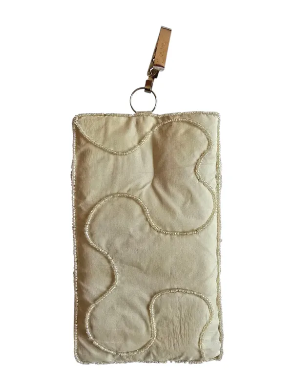 Cream_Ethnic_Mobile_Pouch_with_Moti_and_Bead_Work_Waist_Clip_Hook_&_Sling_Chain_(removable)_|_Ladies_Women’s_Handbag_Wallet_Sling_Purse_|_Party_Wedding_Festival_Giveaways_Gift