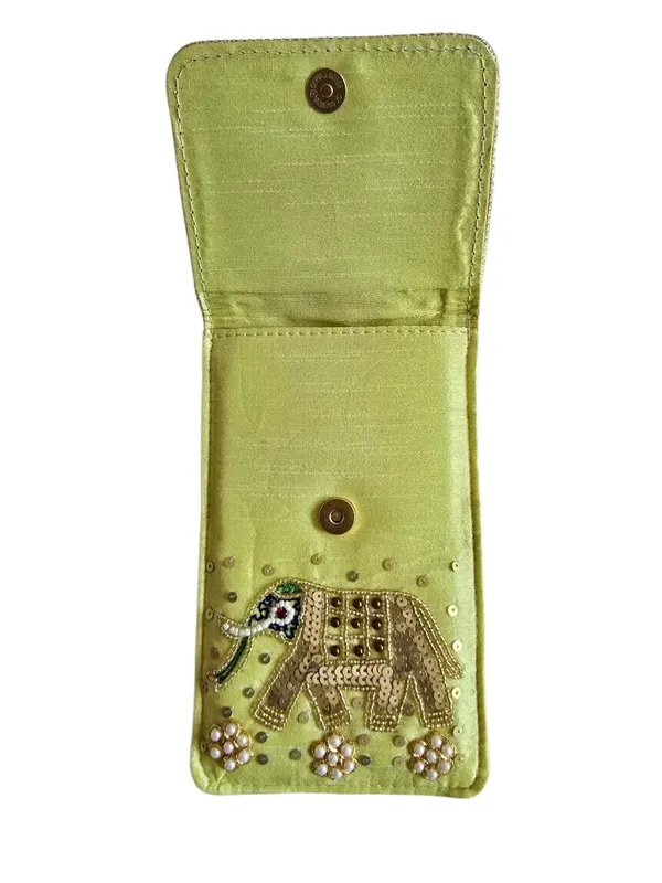 Fluorescent_Womens_Pearl_Silk_Saree_Mobile_Pouch_With_Waist_Clip_|_Designer_Pearl_Beads_Studded_Handmade_Mobile_Pouch_With_Elephant_Embroidery