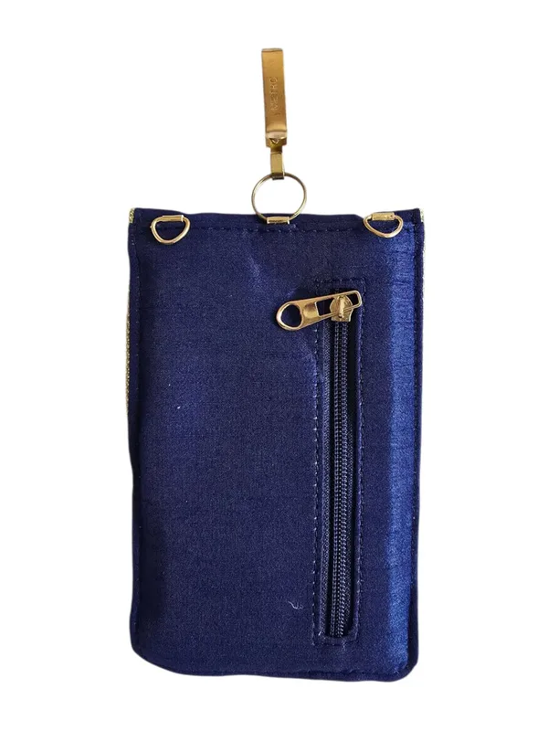 Navy_Blue_Womens_Pearl_Silk_Saree_Mobile_Pouch_With_Waist_Clip_|_Designer_Pearl_Beads_Studded_Handmade_Mobile_Pouch_With_Elephant_Embroidery