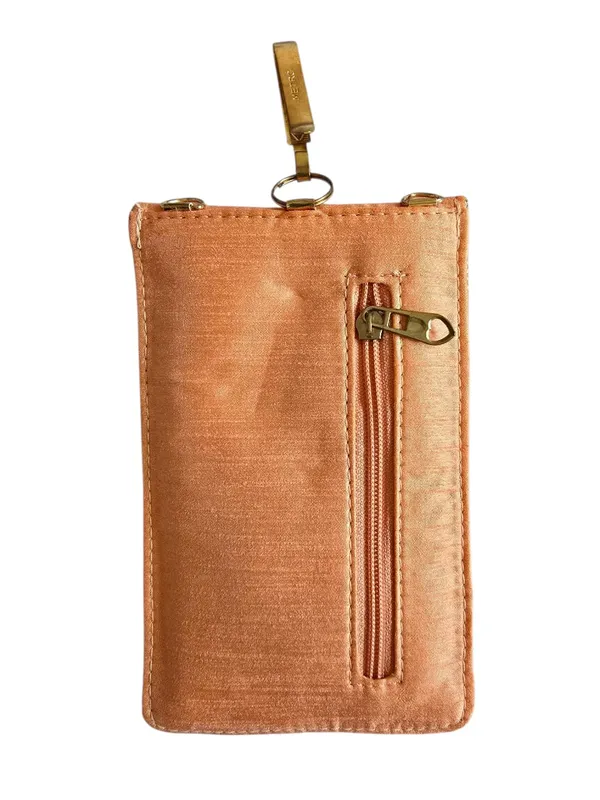 Orange_Womens_Pearl_Silk_Saree_Mobile_Pouch_With_Waist_Clip_|_Designer_Pearl_Beads_Studded_Handmade_Mobile_Pouch_With_Elephant_Embroidery