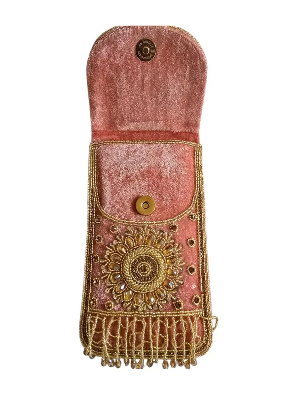 Pink_Mobile_Pouch_Zardozi_Hand_Embroidery_With_Waist_Clip_Hook_&_Sling_Chain_(removable)_|_Ladies_Women’s_Handbag_Wallet_Sling_Purse_|_Party_Wedding_Festival_Giveaways_Gift