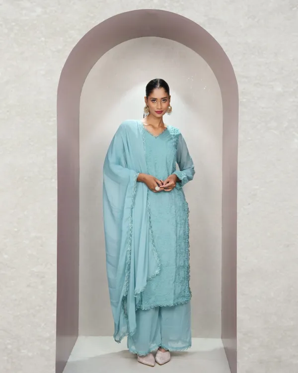 Aqua_blue_Georgette_Chikankari_embroidery_3_pcs_suit_For_Women
