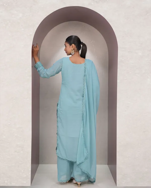 Aqua_blue_Georgette_Chikankari_embroidery_3_pcs_suit_For_Women