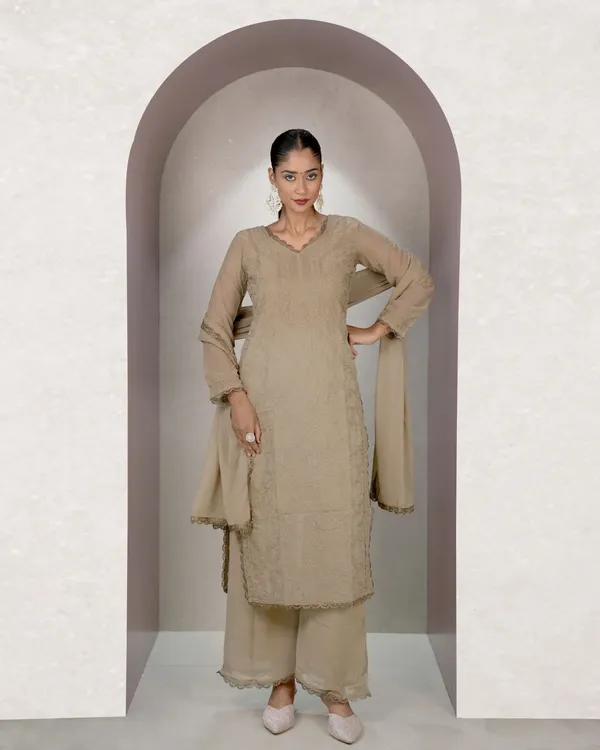 Brown_Georgette_Chikankari_embroidery_3_pcs_suit_For_Women