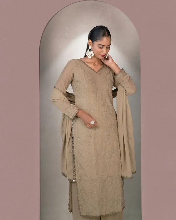 Brown_Georgette_Chikankari_embroidery_3_pcs_suit_For_Women