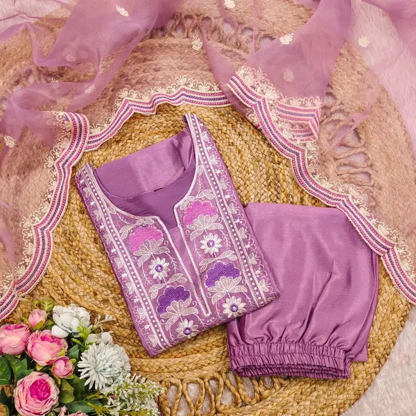 Pink_Chinon_Embroidery_work_kurti_Pant_For_Women