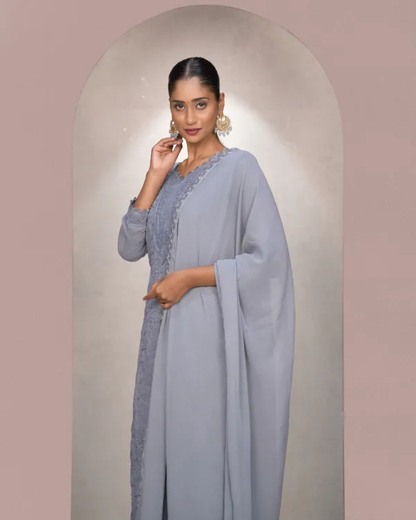 Grey_Georgette_Chikankari_embroidery_3_pcs_suit_For_Women