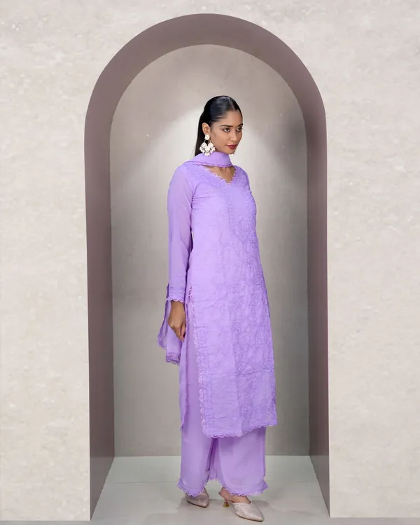Lavender_Georgette_Chikankari_embroidery_3pcs_suit_For_Women