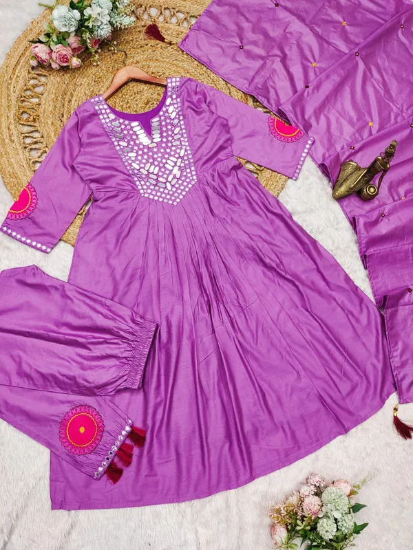 Pink_Muslin_Cotton_Mirror_Work_Kurti_Set_For_Women