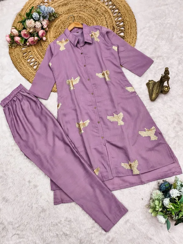 Purple_Roman_Silk_Kurti_Palazzo_set