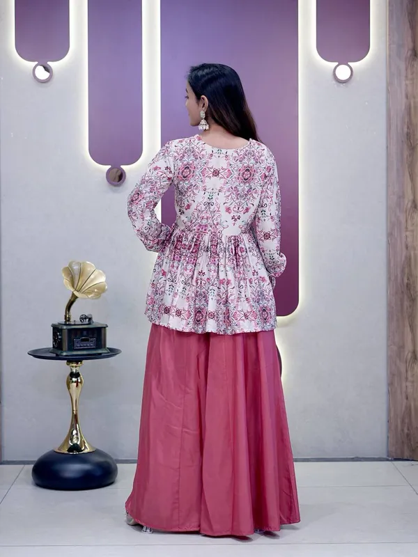 White_Model_Satin_Kurti_Set_For_Women