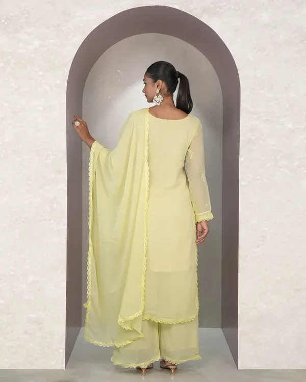 Yellow_Georgette_Chikankari_embroidery_3_pcs_suit_For_Women