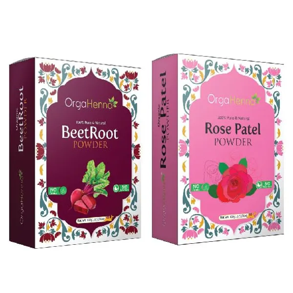 100%_Pure_&_Natural_|_Combo_of_2|_Beetroot_Powder&_Rose_(2x100g)|Anti_Ageing|Removes_Uneven_Skin_TONE|_Soothing_and_Calming