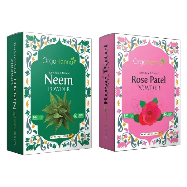 100%_Natural_&_Pure|Combo_of_2|_Neem_and_Rose_Powder_(2X100g)|SkinCare|Soothing_and_Calming|Hydration_of_Skin|100%_Organic