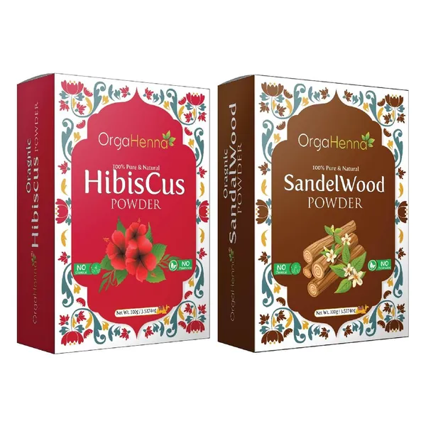 100%_Natural_&_Pure_|_Combo_of_2|_Hibiscus_and_Sandalwood_Powder_(_2x100g_)|100%_Organic|Skin_Hydration|Soothing_and_Calming