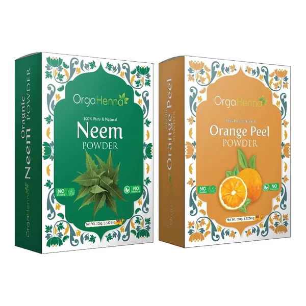 100%_Natural_&_Pure|Combo_of_2|_Neem_and_Orange_Peel_Powder_(2x100g)|Skin_Care|_Skin_Brightening|_Soothing_and_Calming