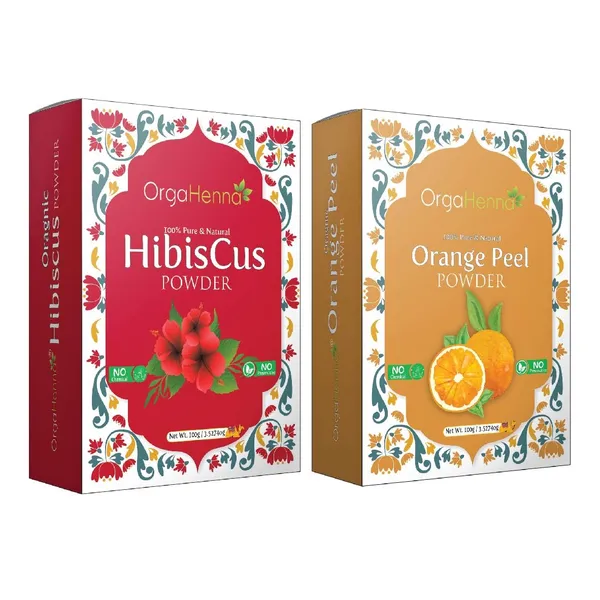100%_Natural_&_Pure_|Combo_of_2|_Hibiscus_and_Orange_Peel_Powder_(2X100g)_|Skin_Care|_Glowing_Skin|Hydration|