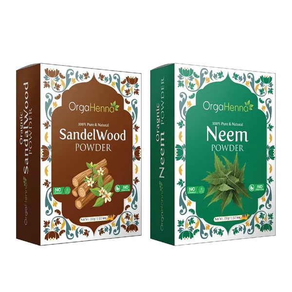 100%_Natural_&_Pure|_Sandelwood_and_Neem_Powder_(2X100g)|_Skin_Care_|_Glowing_Skin|Deep_cleansing|Soothing