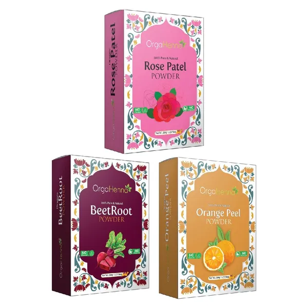 Natural_&_Pure|_Combo_of_3|_Rose_Petal,_Beetroot_and_Orange_Peel_(3x100g)_|_Skin_Care|_Brightening|_Glowing_skin|Anti-aging|Face_Pack