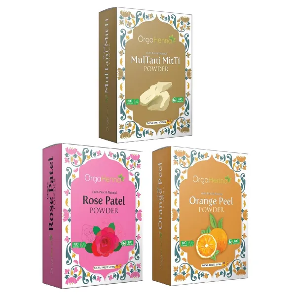 100%_Natural_&_Pure|_Combo_Of_3_|_Multani_Mitti,_Rose_Patel_and_Orange_Peel_(3X100gm_)|_Skin_Care|_Glowing_Skin_|_100%_Organic