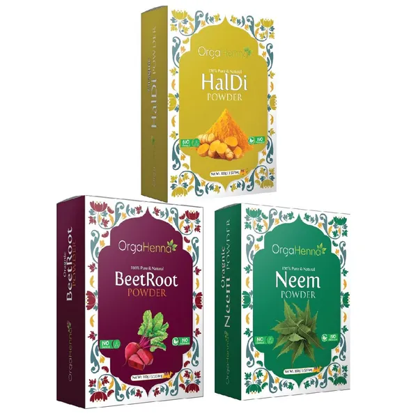 100%_Natural_&_Pure|Combo_of_3|Haldi,Beetroot_and_Neem_Powder_(3X100g)_|_Pack_Of_3|Skin_Brightening|_Glowing_Skin|Deep_Cleanising