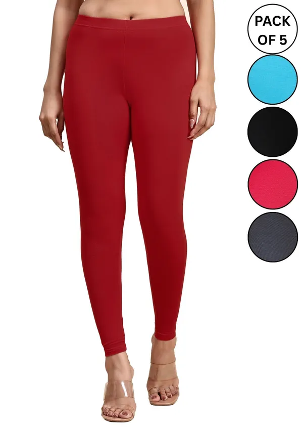 Pack_Of_5_Multicolor_Ultra_Soft_Cotton_Ankle_Length_Leggings_For_Women