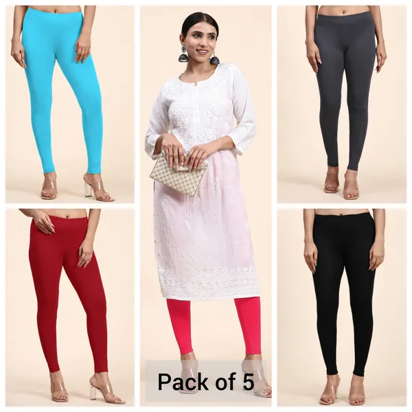 Pack_Of_5_Multicolor_Ultra_Soft_Cotton_Churidar_Leggings_For_Women