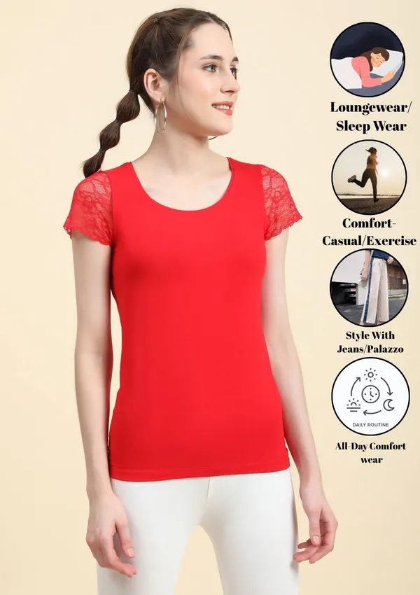 Multicolor_Cuff_Sleeve_Lace_Shirt_For_Women_Pack_Of_5