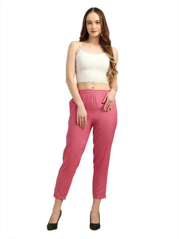 OUTFLITS_Women’s_Solid_Ankle-Length_Pants_|_Elastic_Waist_|_Straight_Fit_|_Comfortable_Daily_&_Office_Wear