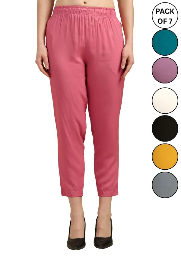 OUTFLITS_Women’s_Solid_Ankle-Length_Pants_|_Elastic_Waist_|_Straight_Fit_|_Comfortable_Daily_&_Office_Wear